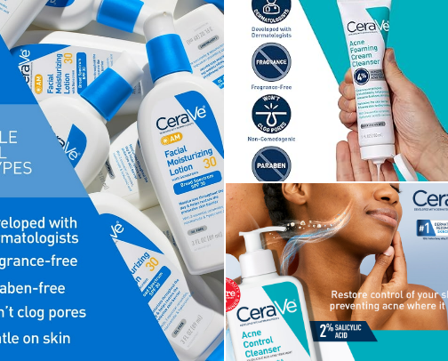 Skincare for acne fighting skin! cover photo collage