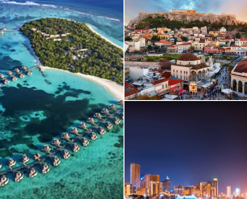 Travel adventures and vacation destinations cover photo collage