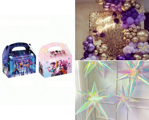 K-pop demon hunter party supplies cover photo collage