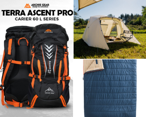 Mountaineering equipment cover photo collage
