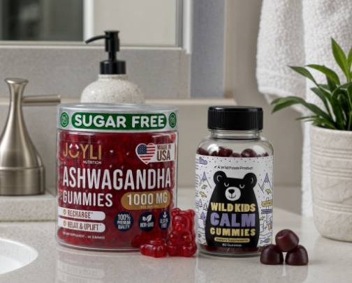 Chill Pill (Gummy) Era: Ashwagandha & Calm Supplements for Frazzled Humans 🧘🏽‍♀️✨ cover photo collage