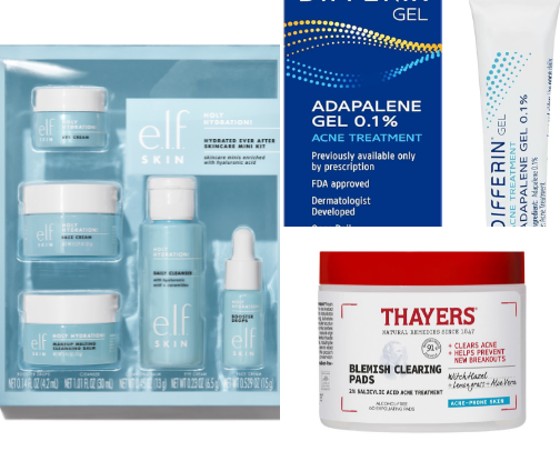 My affordable acne prone skin routine products ! cover photo collage