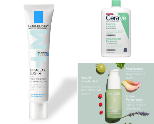 Skin care products for acne cover photo collage