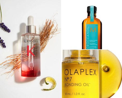 Products for hair growth and silky hair cover photo collage