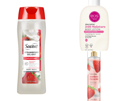 Wanna smell like Strawberry shower/bath' cover photo collage