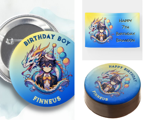 Anime Themed Boy's Birthday Party cover photo collage