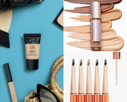 Makeup products cover photo collage