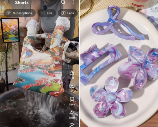 Water Marbling (Hydro Dipping) Meets Everyday Style (Beautiful Swirls Beyond the Canvas) cover photo collage