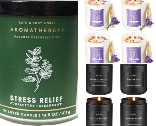 Scents, Botanicals, Soy and Fun, Feel-Good Candles. cover photo collage