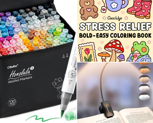 Colouring for Calm: A Beginner's Guide to Adult Colouring & Stress Relief cover photo collage