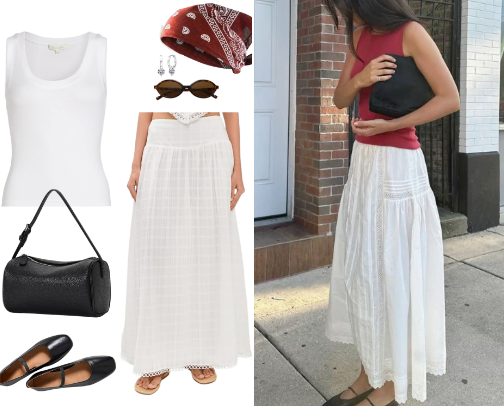 White Maxi Skirt Outfit cover photo collage