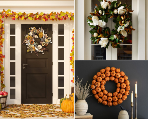 Thanksgiving Wreaths | Harvest High-Style for Front Door First Impressions 🍂 cover photo collage