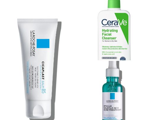 top skincare products for acne-prone skin cover photo collage