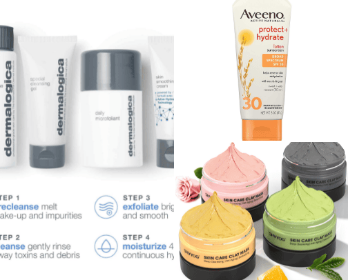 Skin products cover photo collage