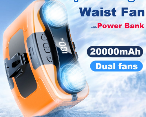 20000mAh Portable Waist Clip Fans Wearable Belt Personal Fan with 100 Levels Stepless Speeds Outdoor Mini Fan cover photo collage