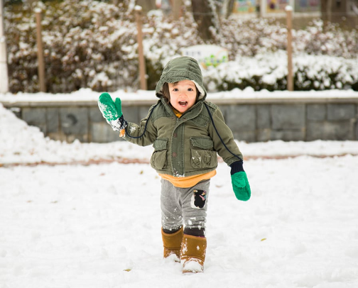 Winter clothes and shoes for kids cover photo collage