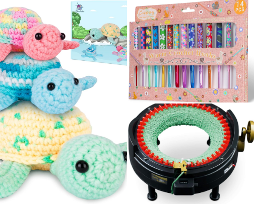 Stitch & Create Knitting Machines, Crochet Tools & Yarn Finds cover photo collage