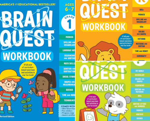 Free PDF - Skill-building picks around Brain Quest Workbook: 1st Grade Revised Edition cover photo collage