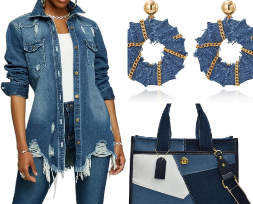 Everyday Denim Fashion Staples for Women – Jackets, Tops, Bottoms, Bags, Shoes & Accessories cover photo collage