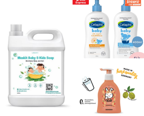 Cosmetics for baby and kids cover photo collage
