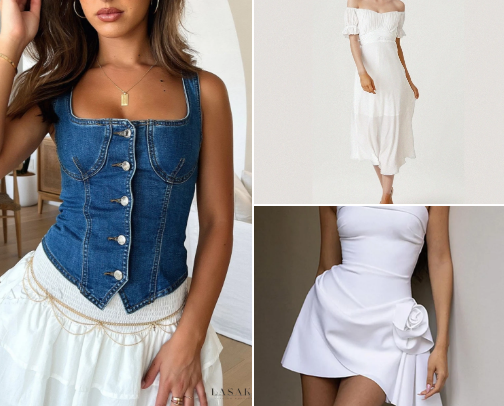 Denim and White Aesthetic Clothing cover photo collage
