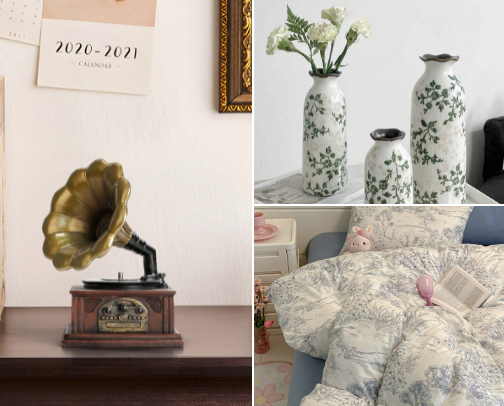 Retro vintage home decor items cover photo collage