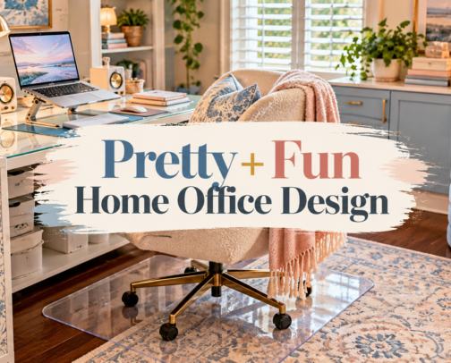 Pretty + Fun Home Office Design cover photo collage