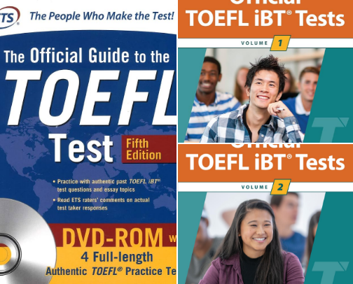 Get Free - The Official Guide to the TOEFL Test with DVD-ROM, Fifth Edition companions cover photo collage