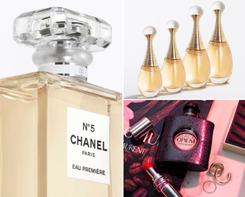 Top 5 women's perfumes👑 cover photo collage
