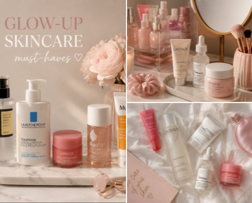 Glow-Up Skincare Must-Haves cover photo collage