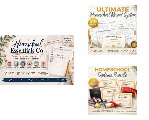 Homeschool Must-Haves That Save Me Time & Are Really Helpful. cover photo collage