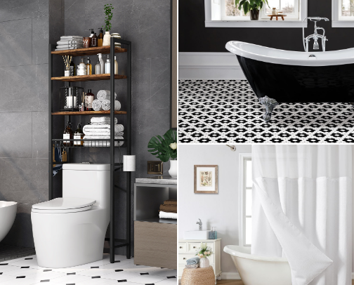 Spa Bathroom on a Budget: Renter Friendly Upgrades cover photo collage