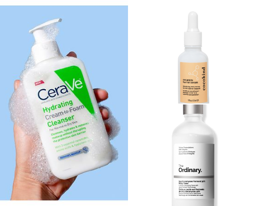 Affordable fragrance free skincare routine for dry skin cover photo collage