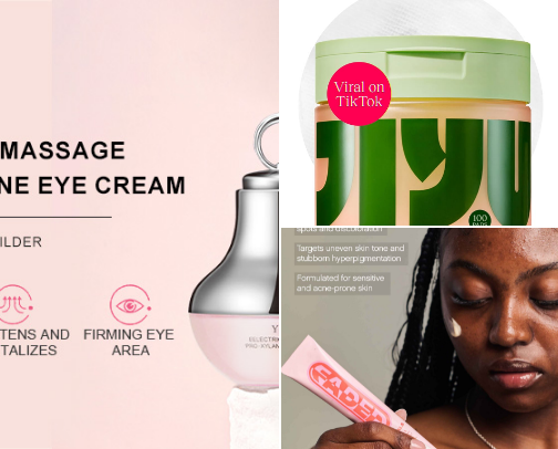 Glowing skin products cover photo collage
