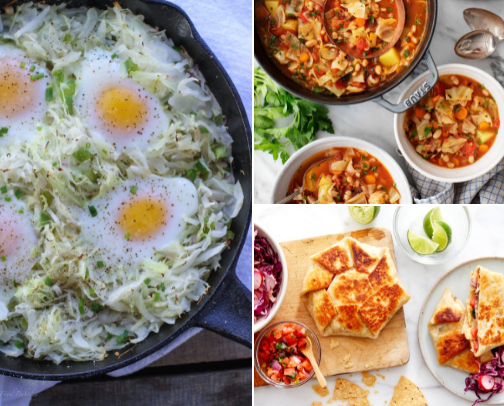 Cabbage, But Make It Good: Easy Meals + The Ingredients That Carry Every Dish cover photo collage