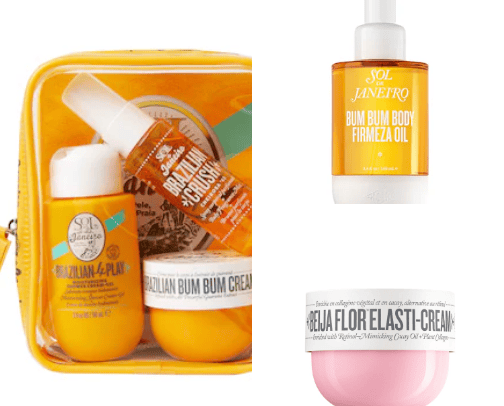 Products for smooth and glowing skin cover photo collage