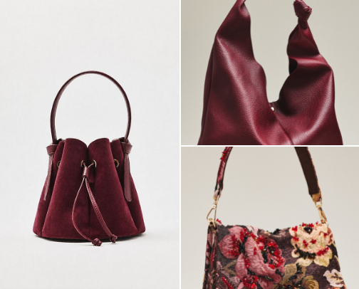 Burgundy bags for fall cover photo collage