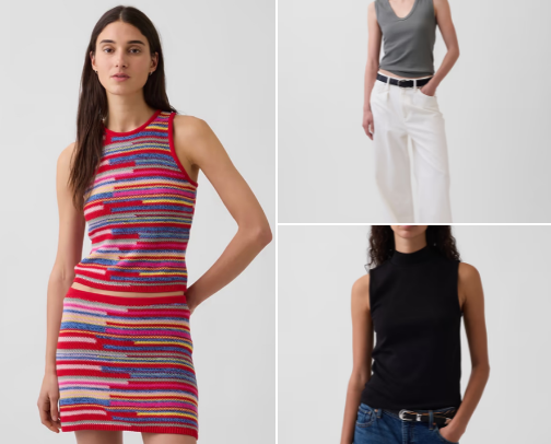 Cotton Stripe Crop Sweater Tank cover photo collage