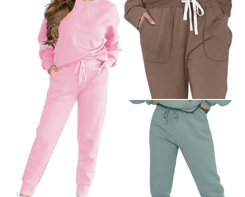 Top 10 Women's 2-Piece Sweatsuit Sets with Crewneck Sweatshirts and Joggers cover photo collage
