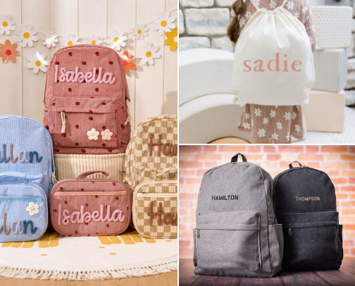 Personalized Backpacks and Bags for Kids cover photo collage