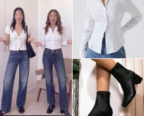 white + dark blue jeans cover photo collage