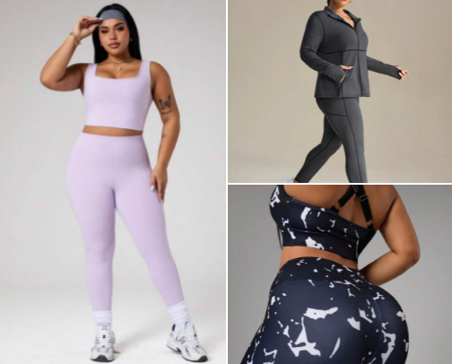 Plus size women gym wear cover photo collage
