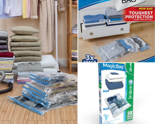 I Finally Found Storage Bags That Compress My Winter Coats Flat Under My Bed cover photo collage