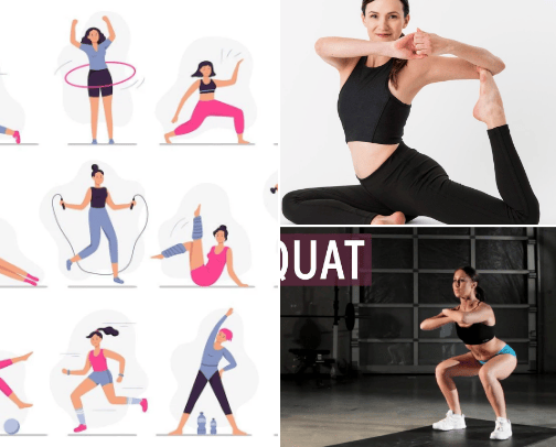 Exercise that housewives can do at home ! cover photo collage