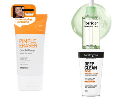 Skincare essentials for oily, sensitive, acne-prone skin cover photo collage