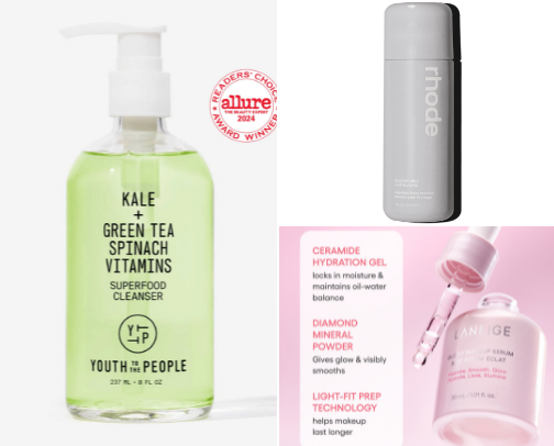 My skin care + makeup recs cover photo collage