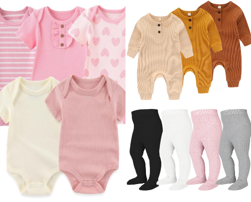 Newborn baby clothes collection cover photo collage