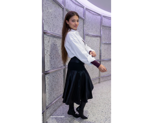 Effortlessly Cool Girl Outfit (Leather Skirt + Boots Look) cover photo collage
