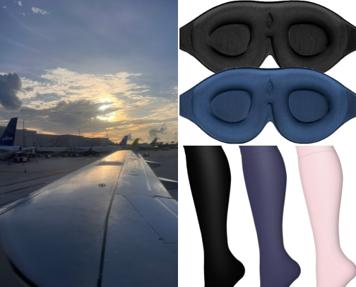 Travel essentials for long-haul flights cover photo collage