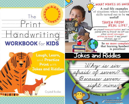 PDF Free - Cursive Handwriting Workbook for Kids Ages 8-12 with Jokes & Riddles for Boys: Penmanship Practice Paper and Script Writing Book for Beginners companion picks for fun cursive practice cover photo collage